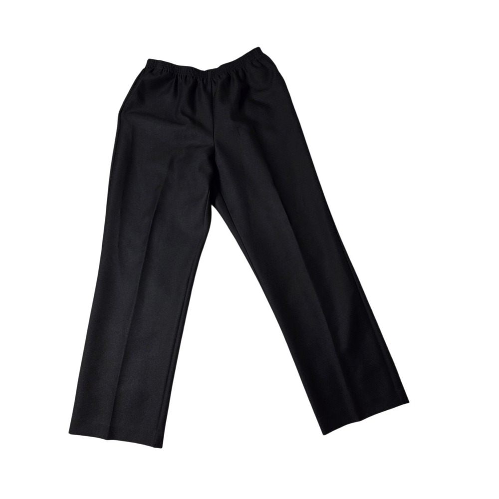 Alfred Dunner Straight Leg High Rise Pull On Pants Dress Black 12